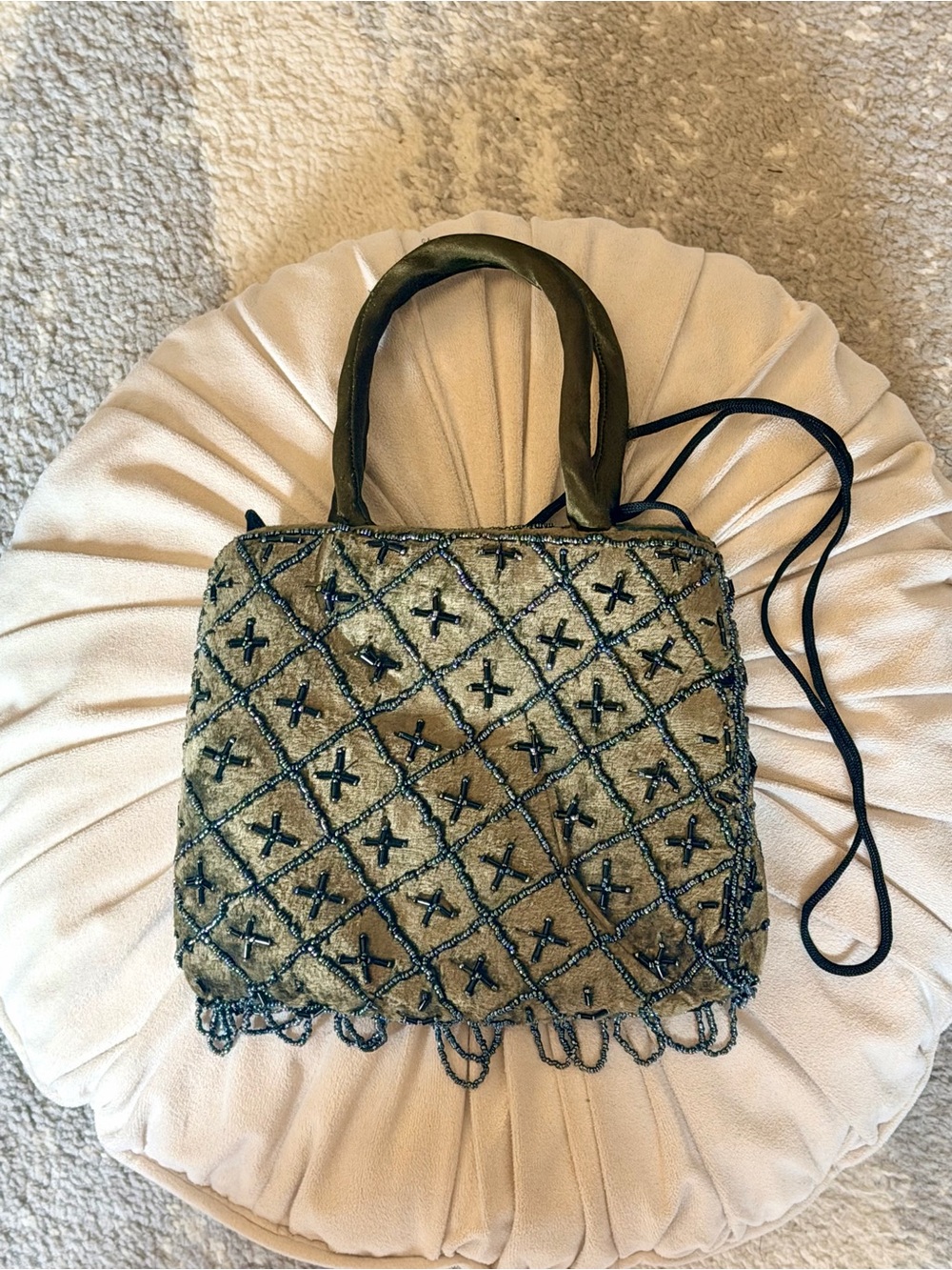 Beaded Embroidered Boho Shoulder Bag Purse Gold Black Crossbody